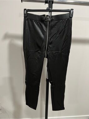 Women's Black Faux Leather Zip-Front/Back Pants